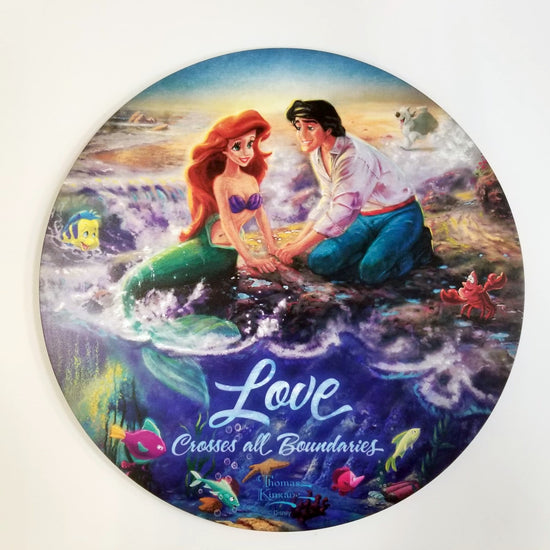 The Little Mermaid "Love Crosses All Boundaries" (Disney) Thomas Kinkade Wood Sign