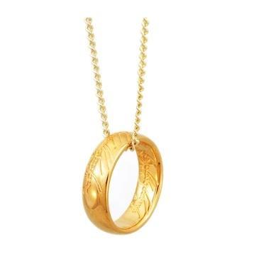 Lord of the Rings One Ring Necklace Replica Gold Plated Sterling Silver