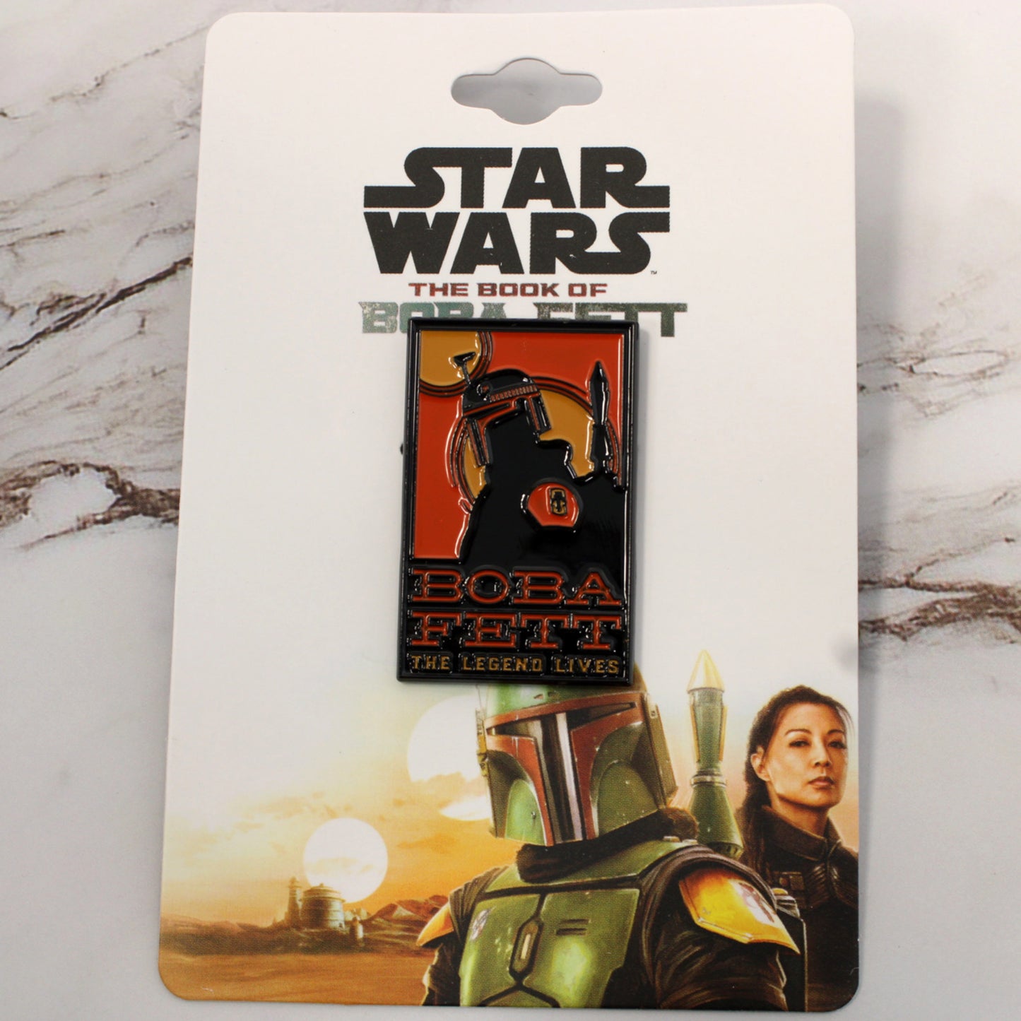 Load image into Gallery viewer, The Legend Lives Star Wars: The Book of Boba Fett Enamel Pin

