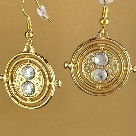 Load image into Gallery viewer, Time Turner (Harry Potter) Fixed-Pose Dangle Earrings
