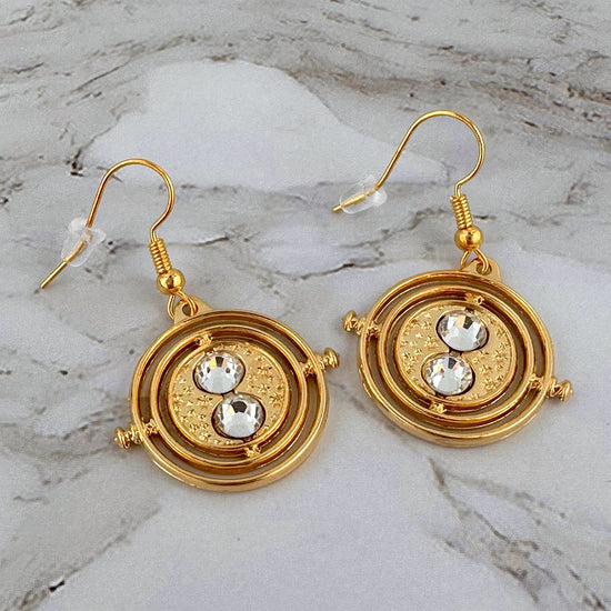 Load image into Gallery viewer, Time Turner (Harry Potter) Fixed-Pose Dangle Earrings
