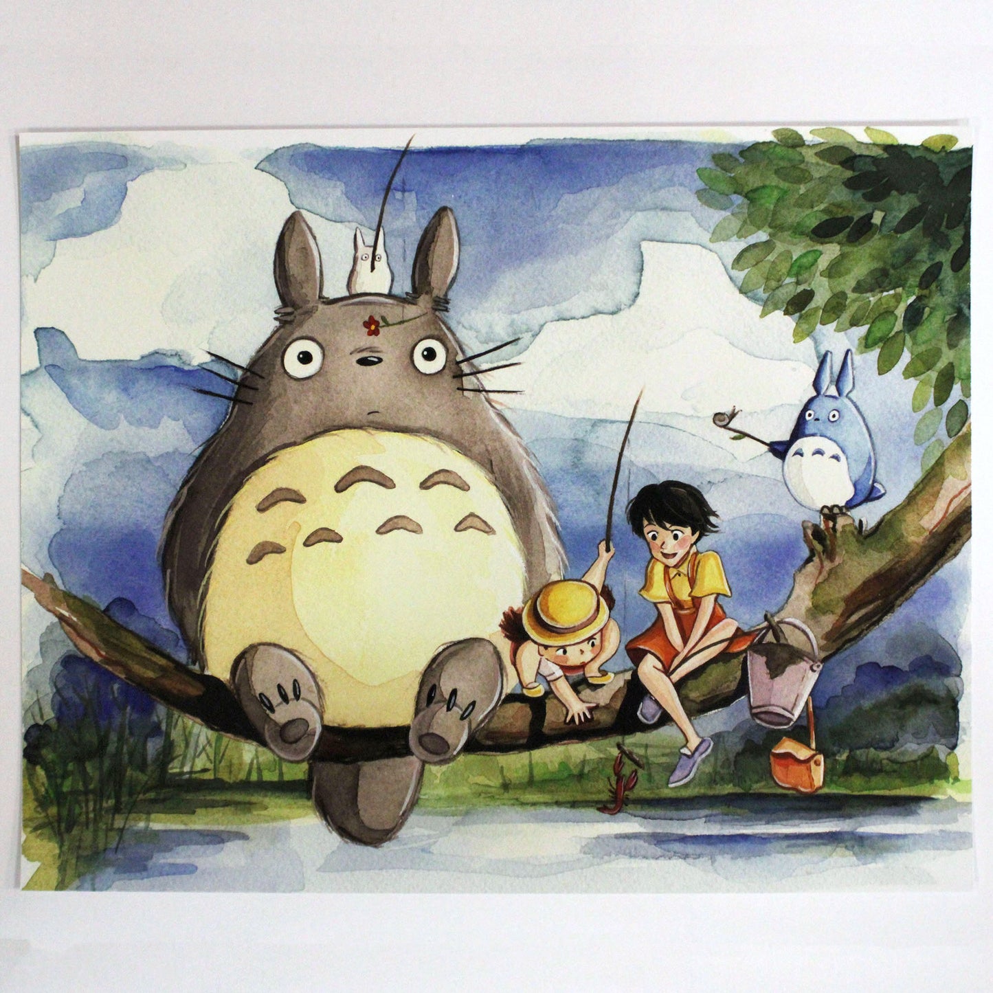Totoro on the Branch (My Neighbor Totoro) Watercolor Art Print