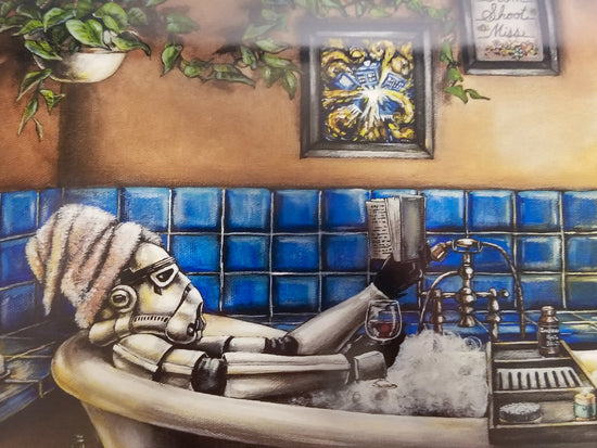 Stormtrooper Bubble Bath (Star Wars) Bathroom Parody Art Print