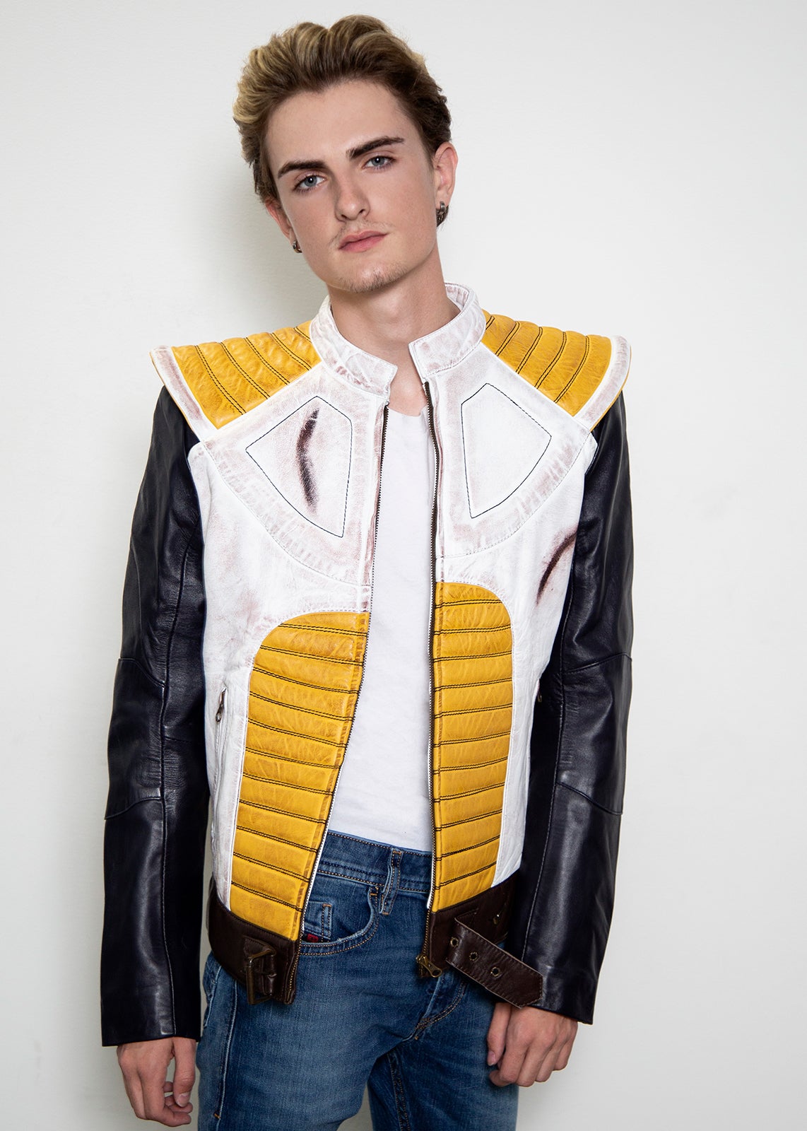 Vegeta Prince of Saiyans Dragon Ball Z Mens Faux Leather Jacket by Luca Designs