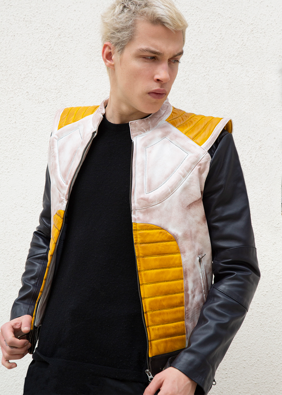 Load image into Gallery viewer, Vegeta Prince of Saiyans Dragon Ball Z Mens Faux Leather Jacket by Luca Designs

