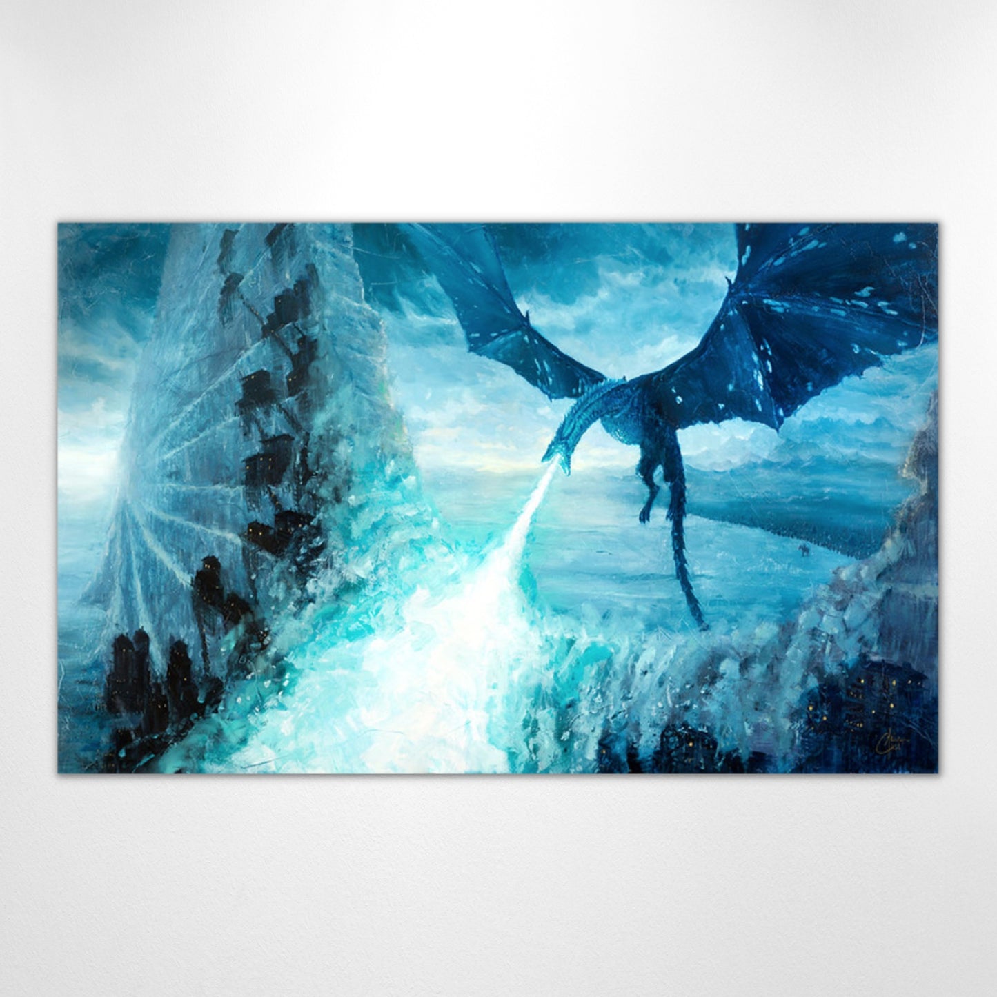 Viserion "The Ice Dragon" Game of Thrones Premium Art Print
