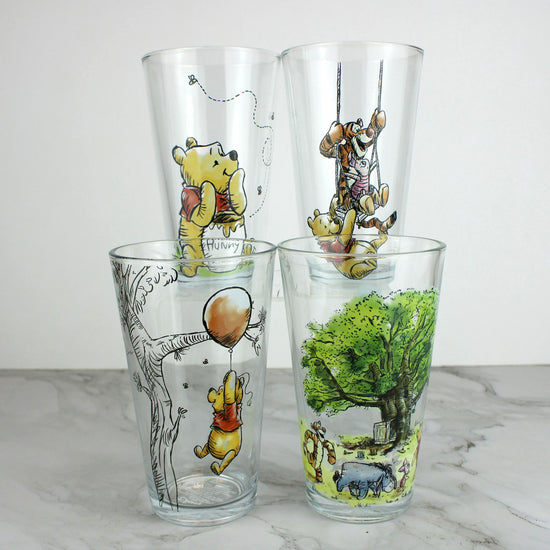 Winnie the Pooh Watercolor (Disney) 16oz Set of 4 Glasses