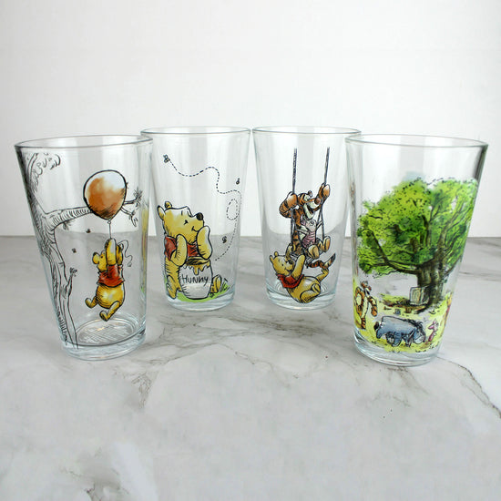 Winnie the Pooh Watercolor (Disney) 16oz Set of 4 Glasses