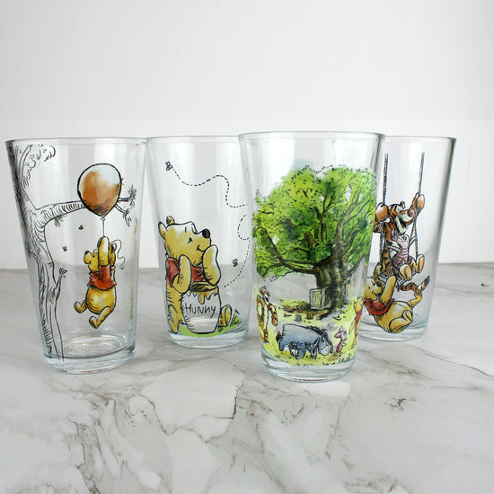 Winnie the Pooh Watercolor (Disney) 16oz Set of 4 Glasses