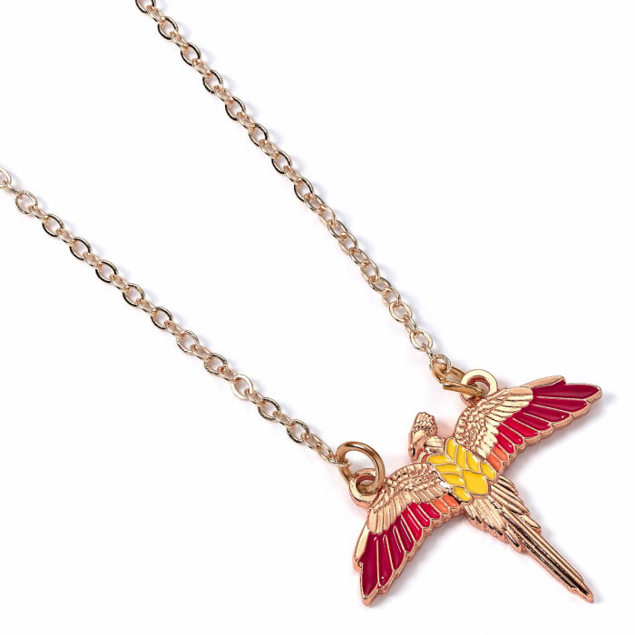 Fawkes the Phoenix (Harry Potter) Rose Gold Enameled Necklace