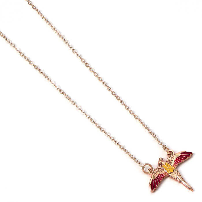 Fawkes the Phoenix (Harry Potter) Rose Gold Enameled Necklace