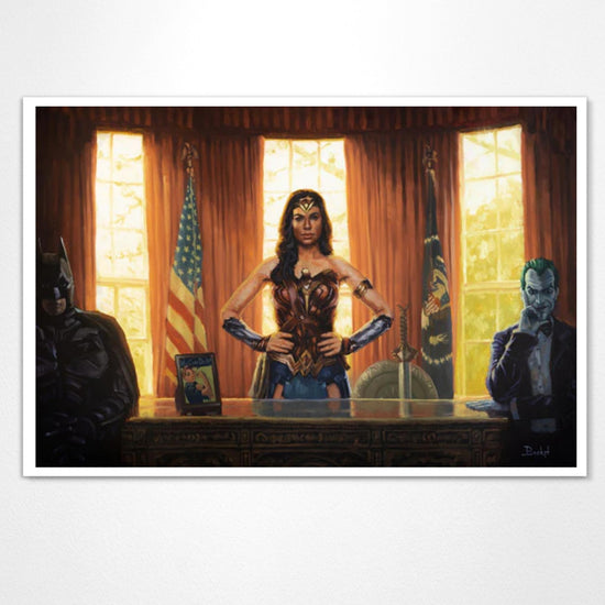 Load image into Gallery viewer, Wonder Woman President in the Oval Office (DC Comics) Parody Art Print
