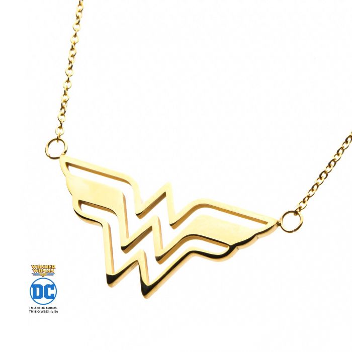 Wonder Woman Comic Emblem Gold-Plated Necklace